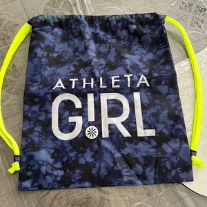 Athleta Girl Cinch Drawstring bag backpack Nylon blue & green.